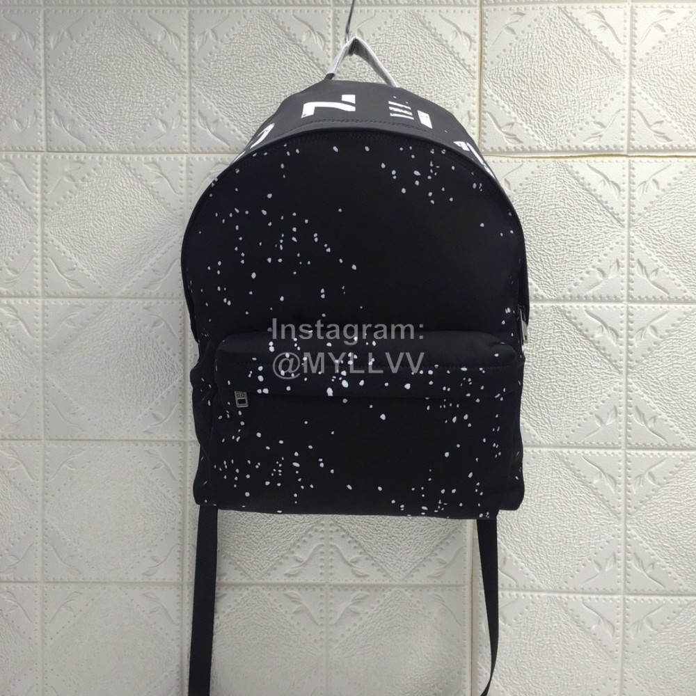 Givenchy Blue Starlight Canvas Double Shoulder Leather Backpack