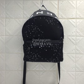 Givenchy Blue Starlight Canvas Double Shoulder Leather Backpack