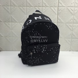 Givenchy Blue Starlight Canvas Double Shoulder Leather Backpack