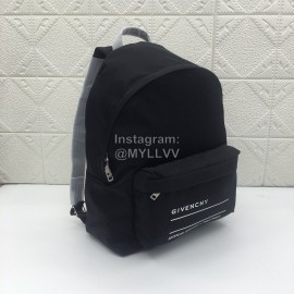 Givenchy White Letter Logo Double Shoulder Leather Backpack Black