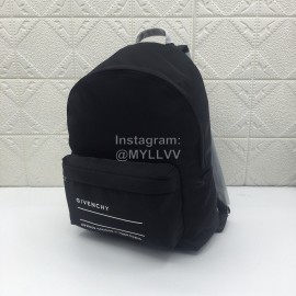 Givenchy White Letter Logo Double Shoulder Leather Backpack Black