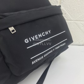 Givenchy White Letter Logo Double Shoulder Leather Backpack Black