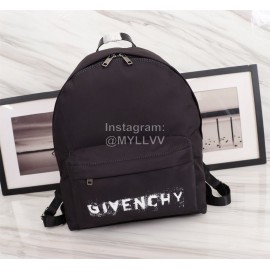 Givenchy White Smudged Letter Logo Double Shoulder Leather Backpack Black