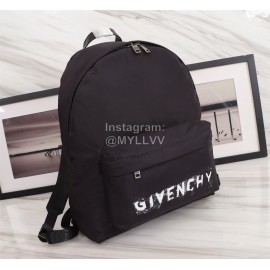 Givenchy White Smudged Letter Logo Double Shoulder Leather Backpack Black