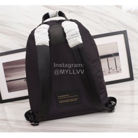 Givenchy White Smudged Letter Logo Double Shoulder Leather Backpack Black