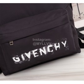 Givenchy White Smudged Letter Logo Double Shoulder Leather Backpack Black