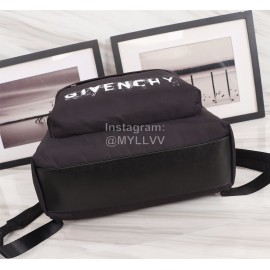 Givenchy White Smudged Letter Logo Double Shoulder Leather Backpack Black