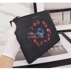 Givenchy Wolf Head Flame Pattern Clutch Black