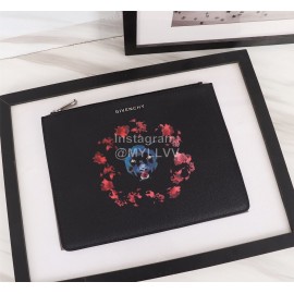 Givenchy Wolf Head Flame Pattern Clutch Black