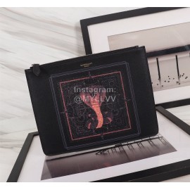 Givenchy Square Pink Snake Pattern Clutch Black