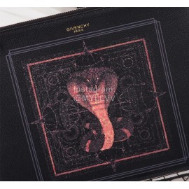 Givenchy Square Pink Snake Pattern Clutch Black