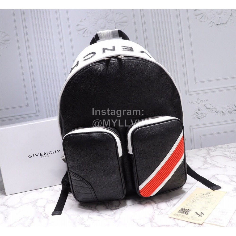 Givenchy Inverted Letters Grain Leather Backpack Black And White 29920