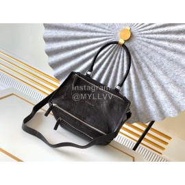 Givenchy Wrinkled Leather Pandora Goatskin Large Single Shoulder Bag Black