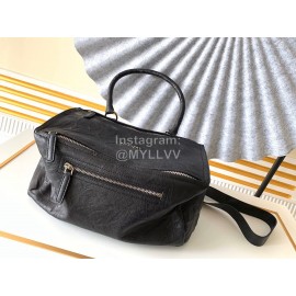 Givenchy Wrinkled Leather Pandora Goatskin Large Single Shoulder Bag Black