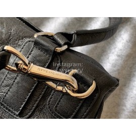 Givenchy Wrinkled Leather Pandora Goatskin Large Single Shoulder Bag Black