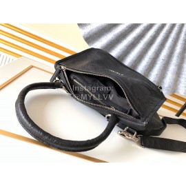 Givenchy Wrinkled Leather Pandora Goatskin Large Single Shoulder Bag Black