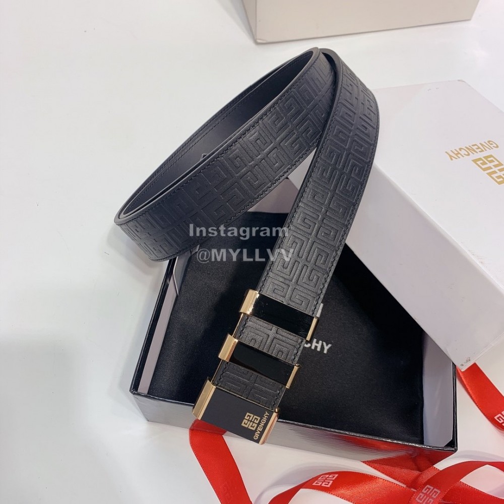 Givenchy Embossed Leather Gold Buckle 35mm Belts