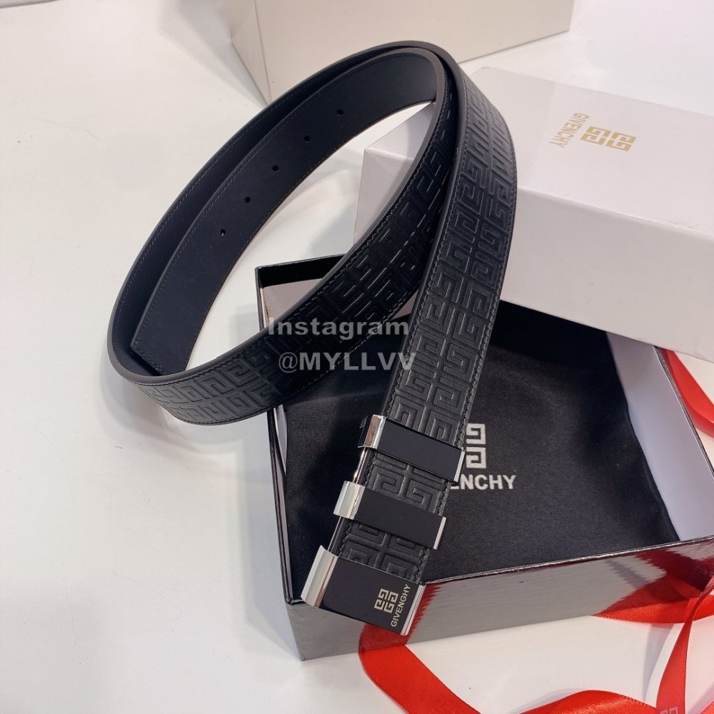 Givenchy Embossed Leather Silver Buckle 35mm Belts