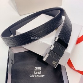 Givenchy Embossed Leather Silver Buckle 35mm Belts