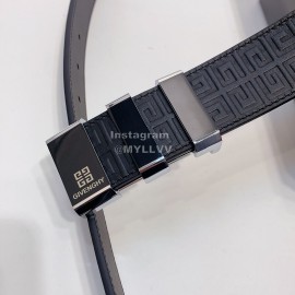 Givenchy Embossed Leather Silver Buckle 35mm Belts