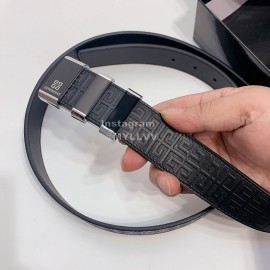 Givenchy Embossed Leather Silver Buckle 35mm Belts