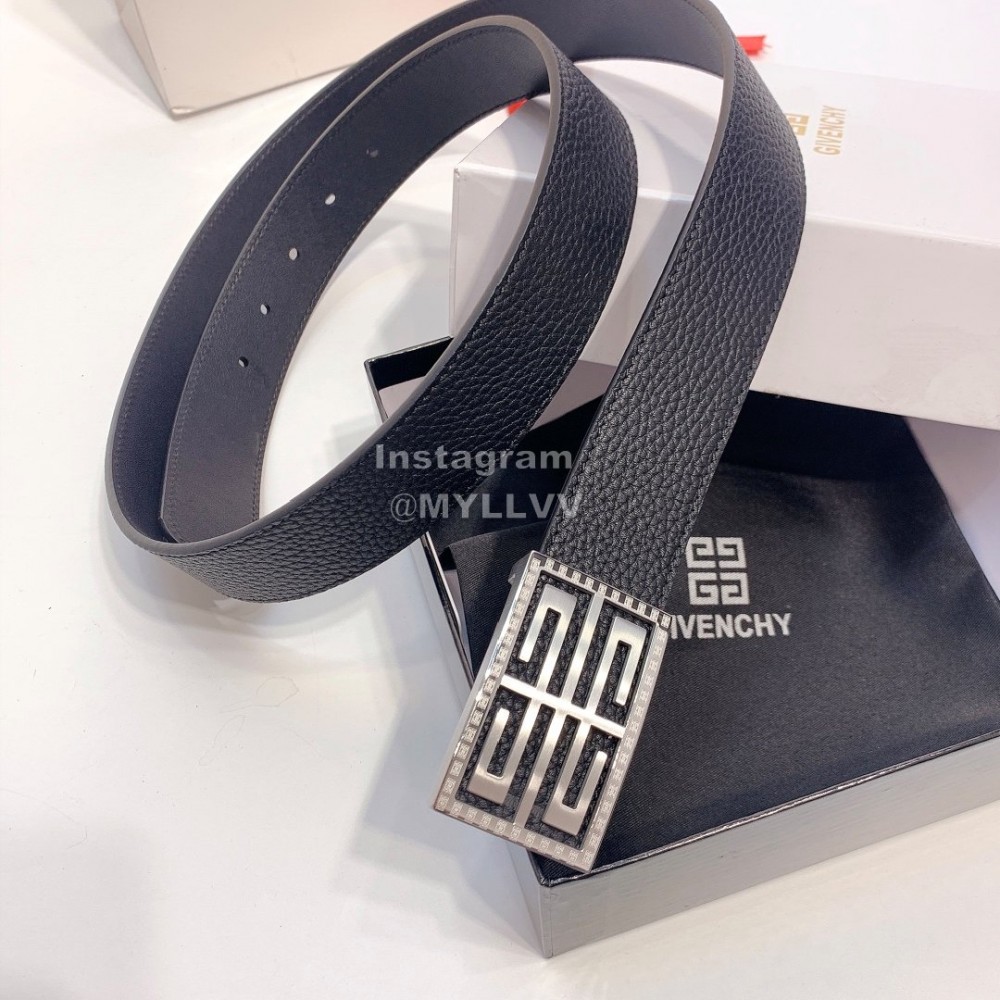 Givenchy Black Leather Silver Buckle 35mm Belts