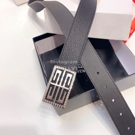 Givenchy Black Leather Silver Buckle 35mm Belts