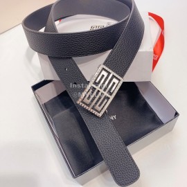 Givenchy Black Leather Silver Buckle 35mm Belts