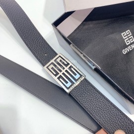 Givenchy Black Leather Silver Buckle 35mm Belts