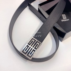 Givenchy Black Leather Silver Buckle 35mm Belts