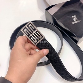 Givenchy Black Leather Silver Buckle 35mm Belts