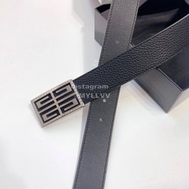 Givenchy Black Leather Silver Buckle 35mm Belts