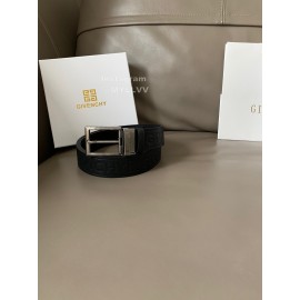 Givenchy Letter Embossed Leather Silver Pin Buckle 34mm Belts