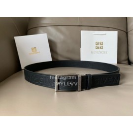 Givenchy Letter Embossed Leather Silver Pin Buckle 34mm Belts