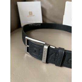 Givenchy Letter Embossed Leather Silver Pin Buckle 34mm Belts