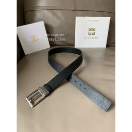 Givenchy Letter Embossed Leather Silver Pin Buckle 34mm Belts