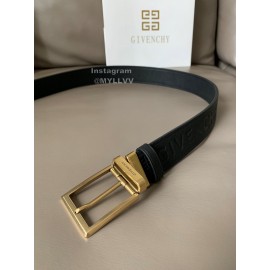 Givenchy Letter Embossed Leather Gold Pin Buckle 34mm Belts
