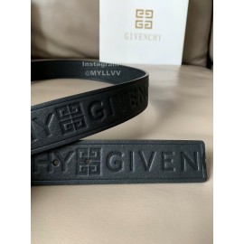 Givenchy Letter Embossed Leather Gold Pin Buckle 34mm Belts