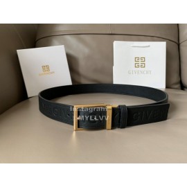 Givenchy Letter Embossed Leather Gold Pin Buckle 34mm Belts