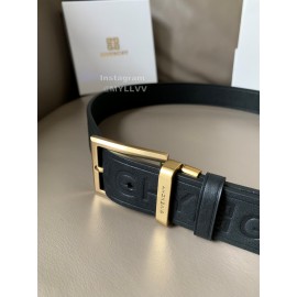 Givenchy Letter Embossed Leather Gold Pin Buckle 34mm Belts
