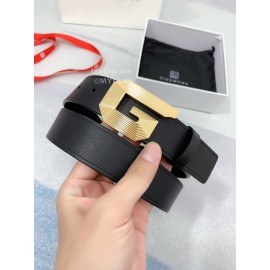 Givenchy Embossed Leather Gold G Whistle Buckle 34mm Belts