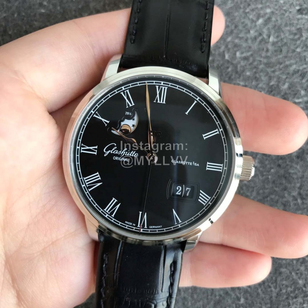 Glashutte Moon Cycles Calendar Watch Black