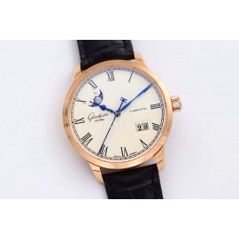 Glashutte Moon Cycles Calendar Roman Numerals Dial Watch Gold