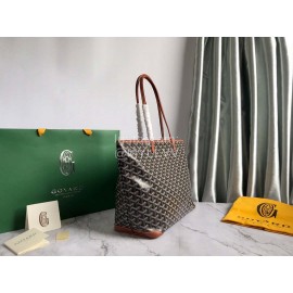Goyard Large Leather Zipper Shopping Bag For Women Brown