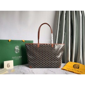 Goyard Large Leather Zipper Shopping Bag For Women Brown
