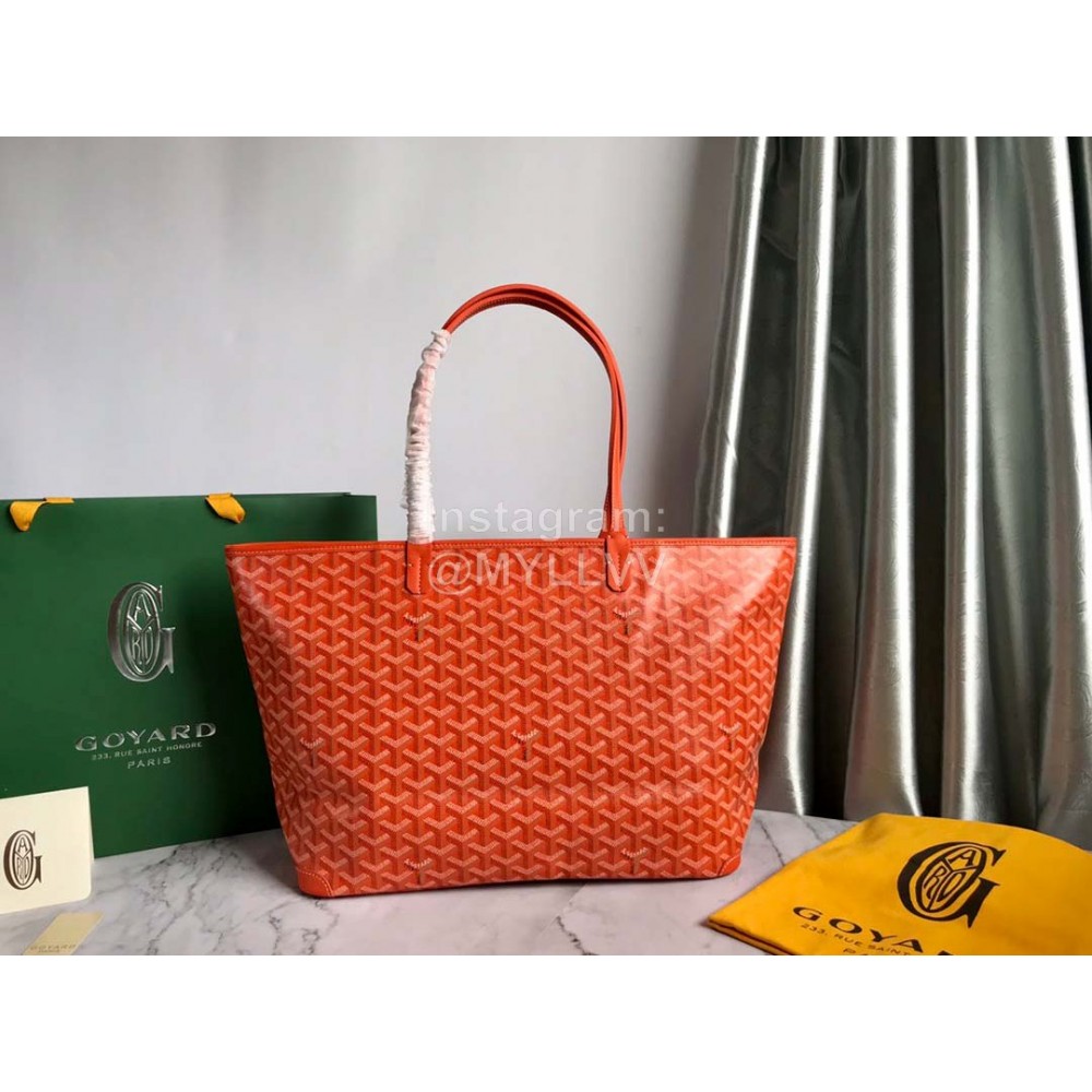Goyard Large Leather Zipper Shopping Bag For Women Orange