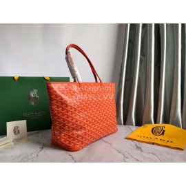 Goyard Large Leather Zipper Shopping Bag For Women Orange