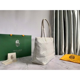 Goyard Large Leather Zipper Shopping Bag For Women White