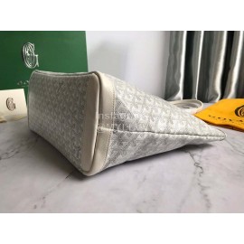 Goyard Large Leather Zipper Shopping Bag For Women White
