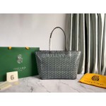 Goyard Large Leather Zipper Shopping Bag For Women Gray